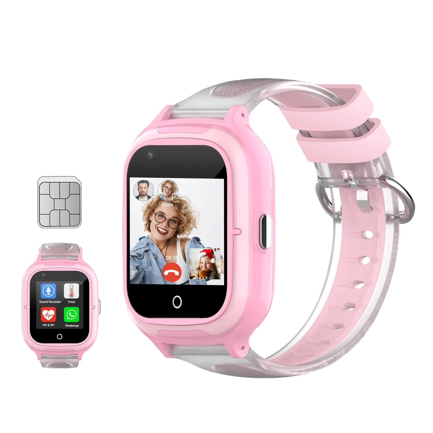LogHog 4G Kids Smart Watches Girls Unlocked Wrist Phone with Real Time GPS TrackingVideo CallingCameraTemperatureHeartrate Monitor Global Kids Phone Watch for Children