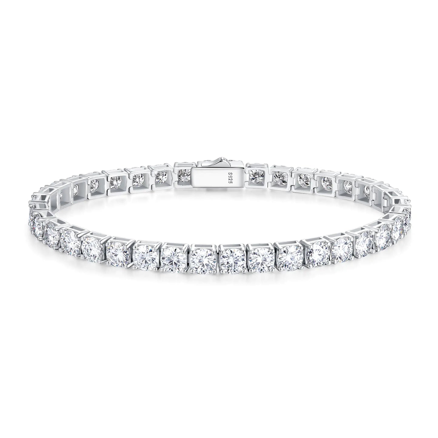 FANCIME Moissanite Tennis Bracelet 7.5" 18 CT Lab Created Diamond Bracelets 925 Sterling Silver Diamond Tennis Bracelet 5mm D Color VVS1 Round Cut Moissanite Bracelet for Women Birthday Gift