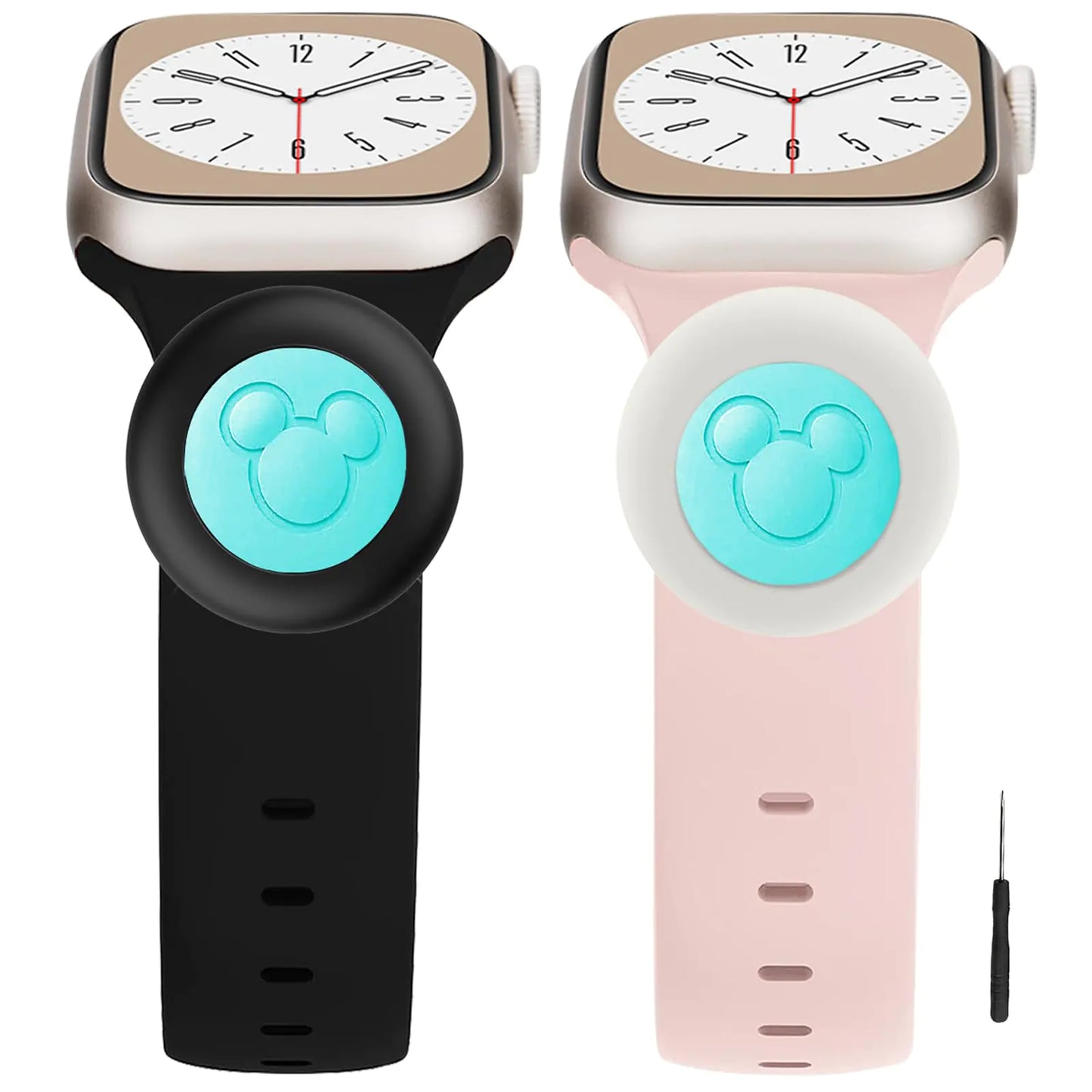 pupvus Compatible with Disney Magic Band Holder AdapterSoft and Elastic Traditional Watch Accessories Compatible With Disney Parks Magic Band 2.0 Puck Holder (Black_White)