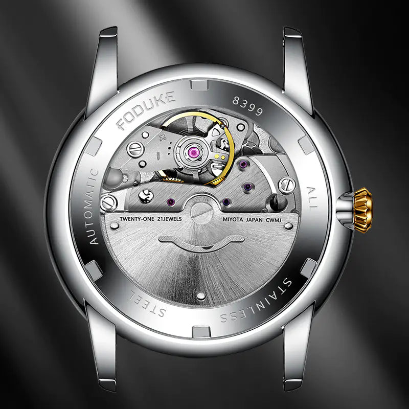 Men's Automatic Swiss Brand Skeleton Watch with Diamonds