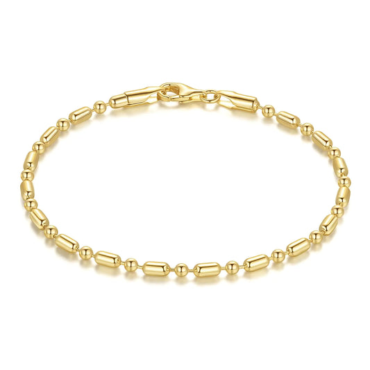 Moonfox Bracelet 14k Gold Bracelets for Women Chain Bracelet Chic 14k Gold Love Bracelet Beaded Charm Bracelets for Women with Lobster Clasp 6.5/7/7.5/8/9 in