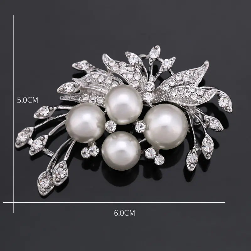 Vintage Pearl Brooch with Diamond Accents for Women