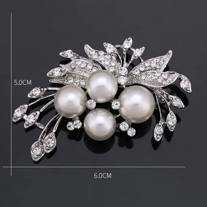 Vintage Pearl Brooch with Diamond Accents for Women