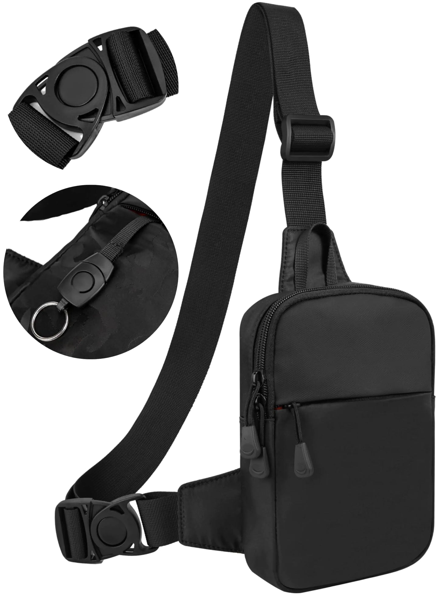 JIPIMON Mini Sling Bag for Men Waterproof Small Crossbody Bag Lightweight Everyday Carry Chest Bag for Travel Walk Sport (Black)