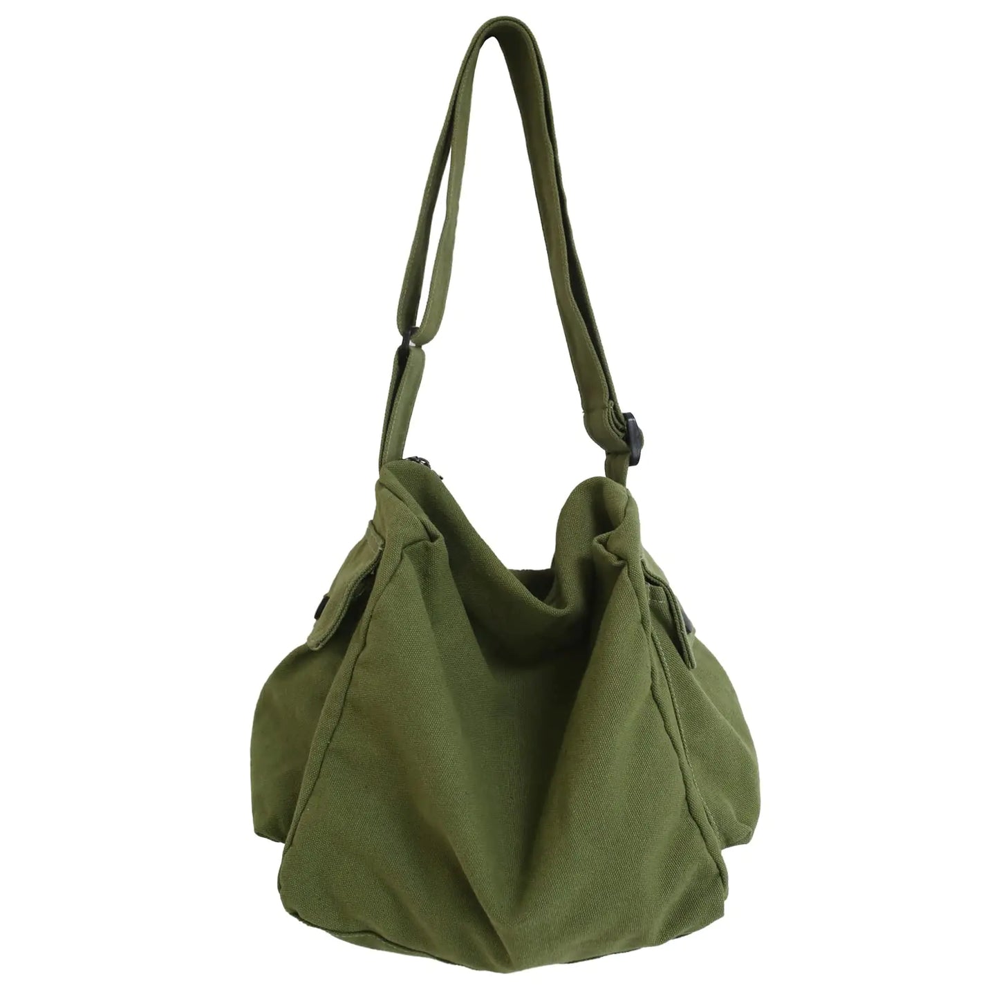 KlaOYer Canvas Messenger Bag Large Hobo Bag Crossbody Shoulder Bag Tote Bag with Pocket for Women and Men (Green 2)