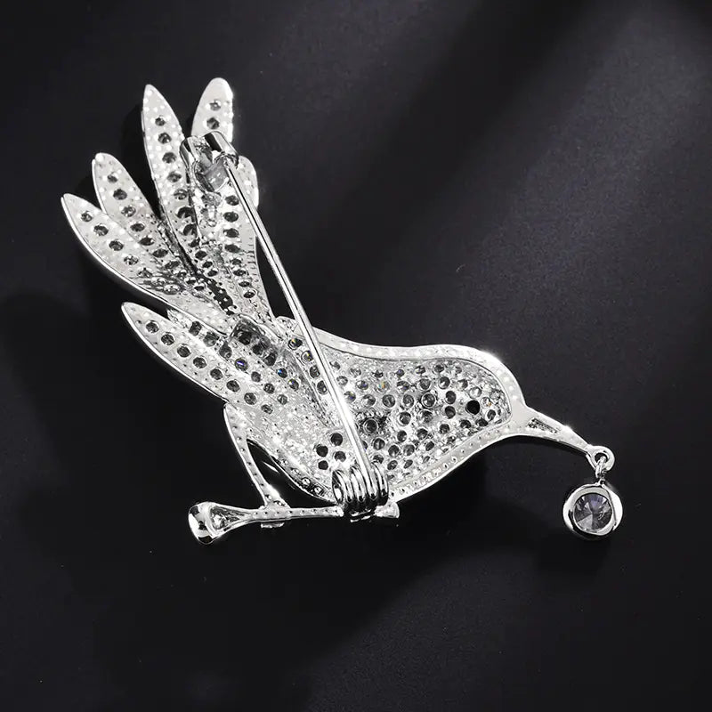 Chic Animal Brooch with Zircon Bird Pin for Women