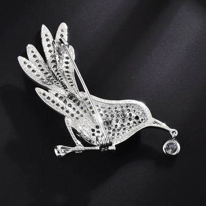 Chic Animal Brooch with Zircon Bird Pin for Women