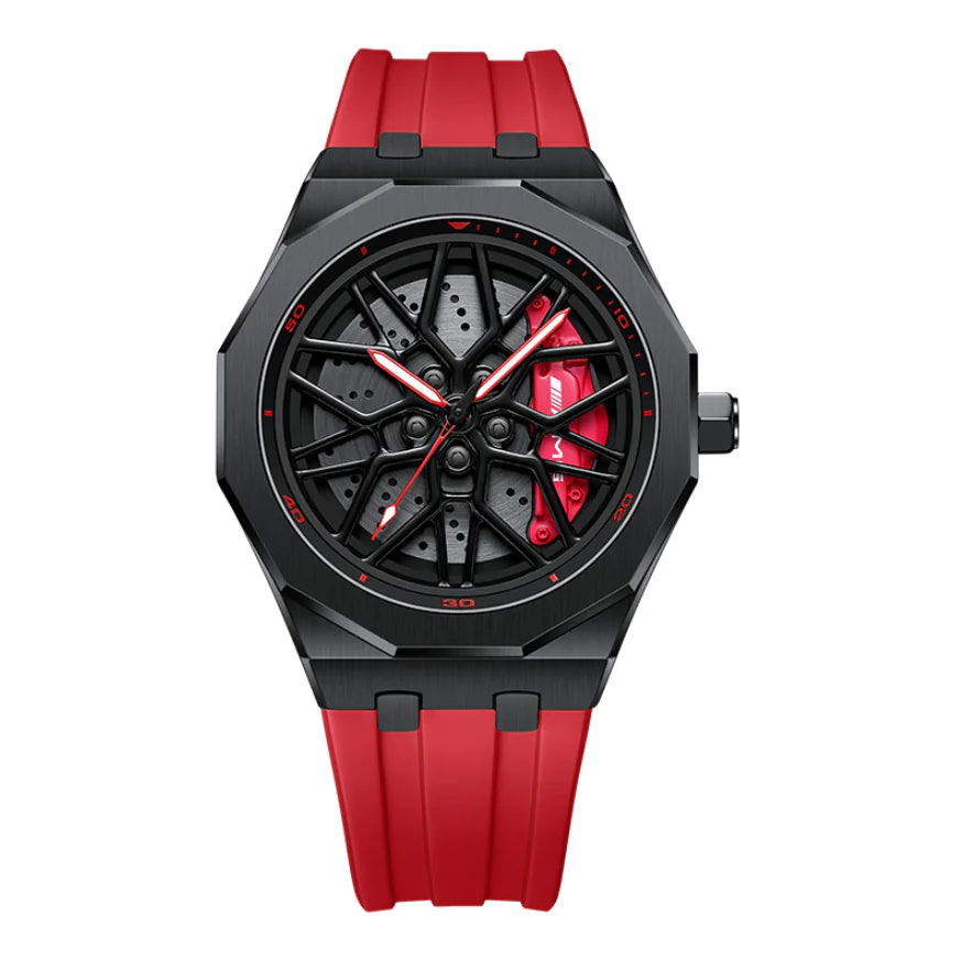 Men's Forged Hollow Waterproof Wheel Design Quartz Watch