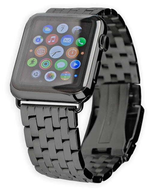 deBeer Replacement Watch Band - Navitimer Style Metal Watch Strap Compatible with Apple 42mm & 44mm Series 1 2 3 4 5 and 6 Apple Watch - Black