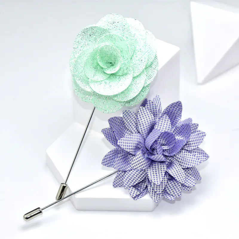 Camellia Fabric Brooch Tie Accessory for Suits