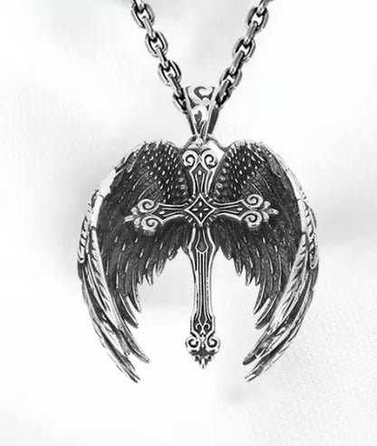 Vintage Angel Wings Cross Necklace for Women and Men