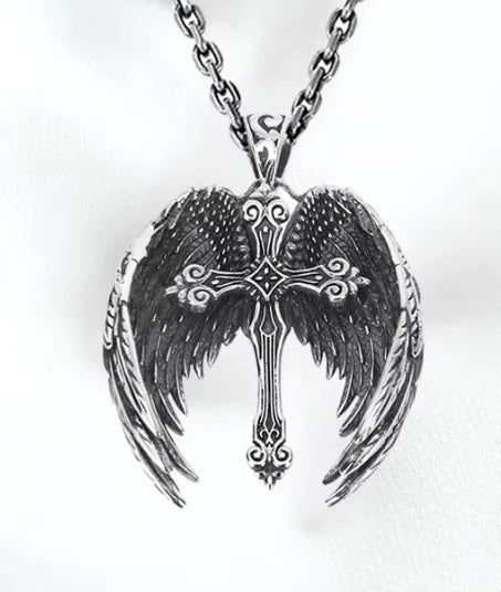 Vintage Angel Wings Cross Necklace for Women and Men