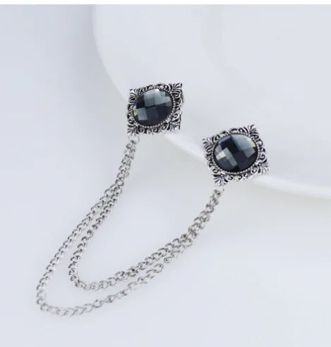 Retro British Style Alloy Double Layer Tassel Brooch