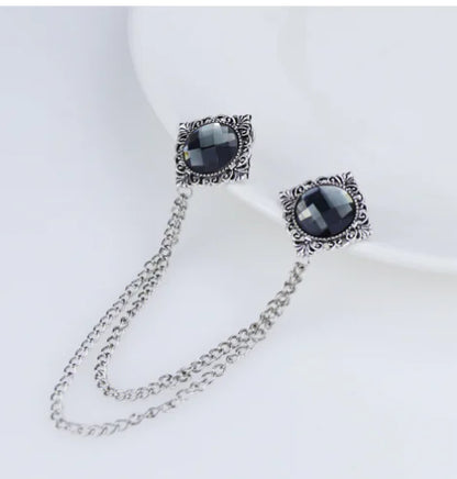 Retro British Style Alloy Double Layer Tassel Brooch