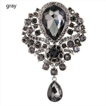 Retro Gemstone Glass Crystal Pendant Brooch Jewelry