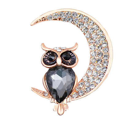 Cute Owl Crystal Brooch for Women - Vintage Animal Pin