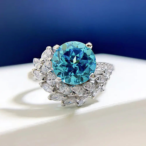 S925 Silver Round Rhinestone Engagement Ring