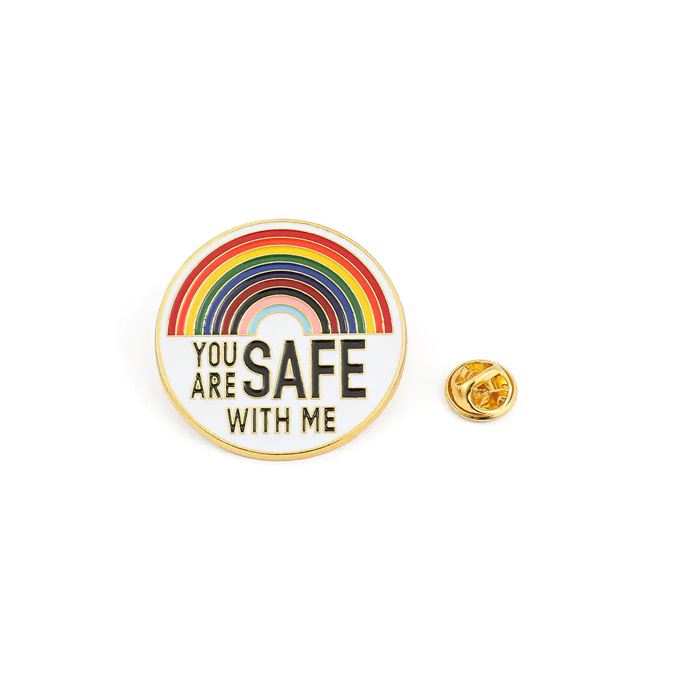 Retractable ABS Bag Charm with Rainbow Metal Brooch