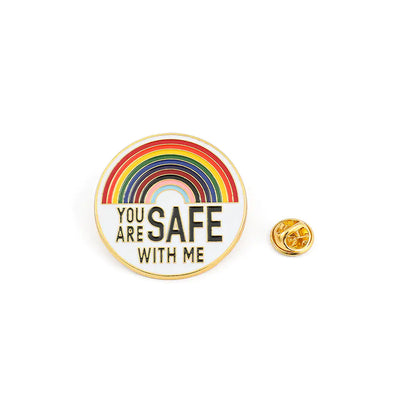 Retractable ABS Bag Charm with Rainbow Metal Brooch