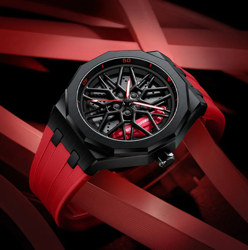 Men's Forged Hollow Waterproof Wheel Design Quartz Watch