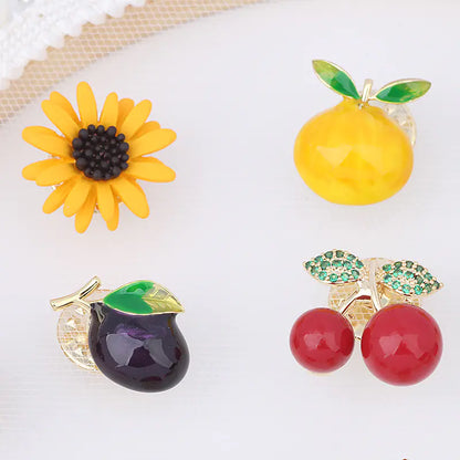 Cute Japanese Fruit Enamel Brooch - Peach & Cherry Pin