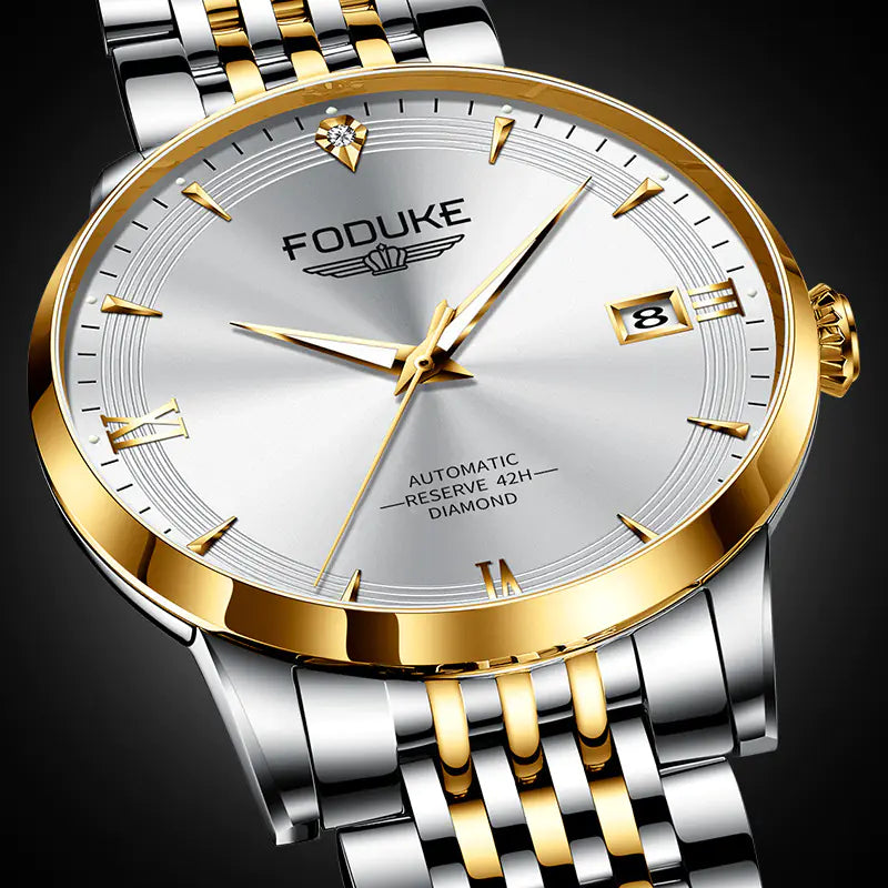 Men's Automatic Swiss Brand Skeleton Watch with Diamonds