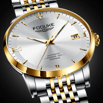 Men's Automatic Swiss Brand Skeleton Watch with Diamonds