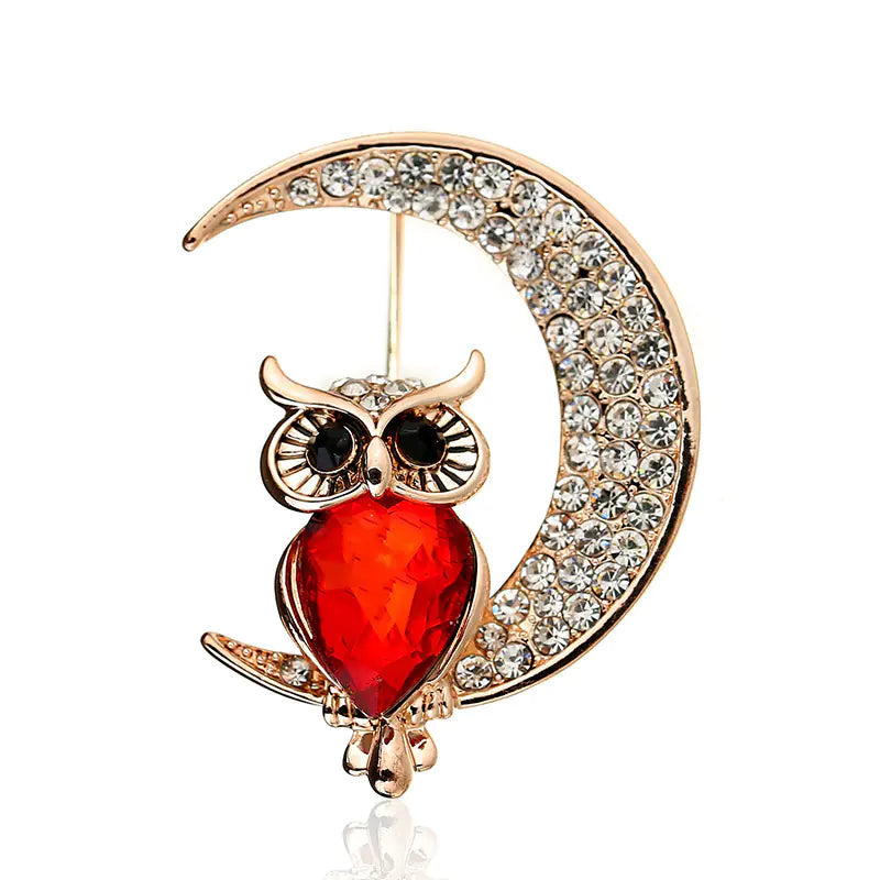 Cute Owl Crystal Brooch for Women - Vintage Animal Pin