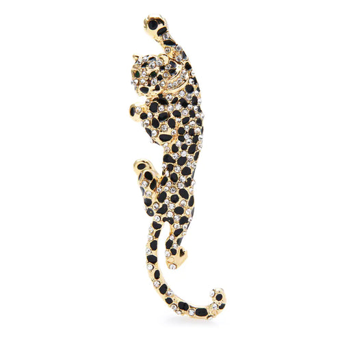 Diamond Enamel Leopard Brooch - Rock Climbing Design