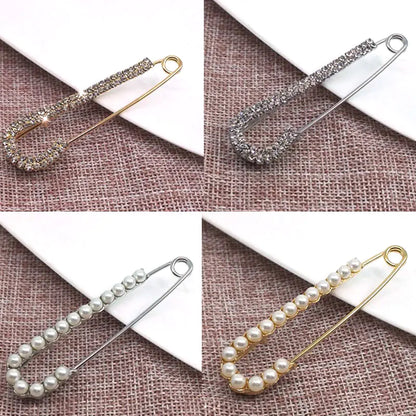 Korean Style Pearl and Rhinestone Brooch Pin