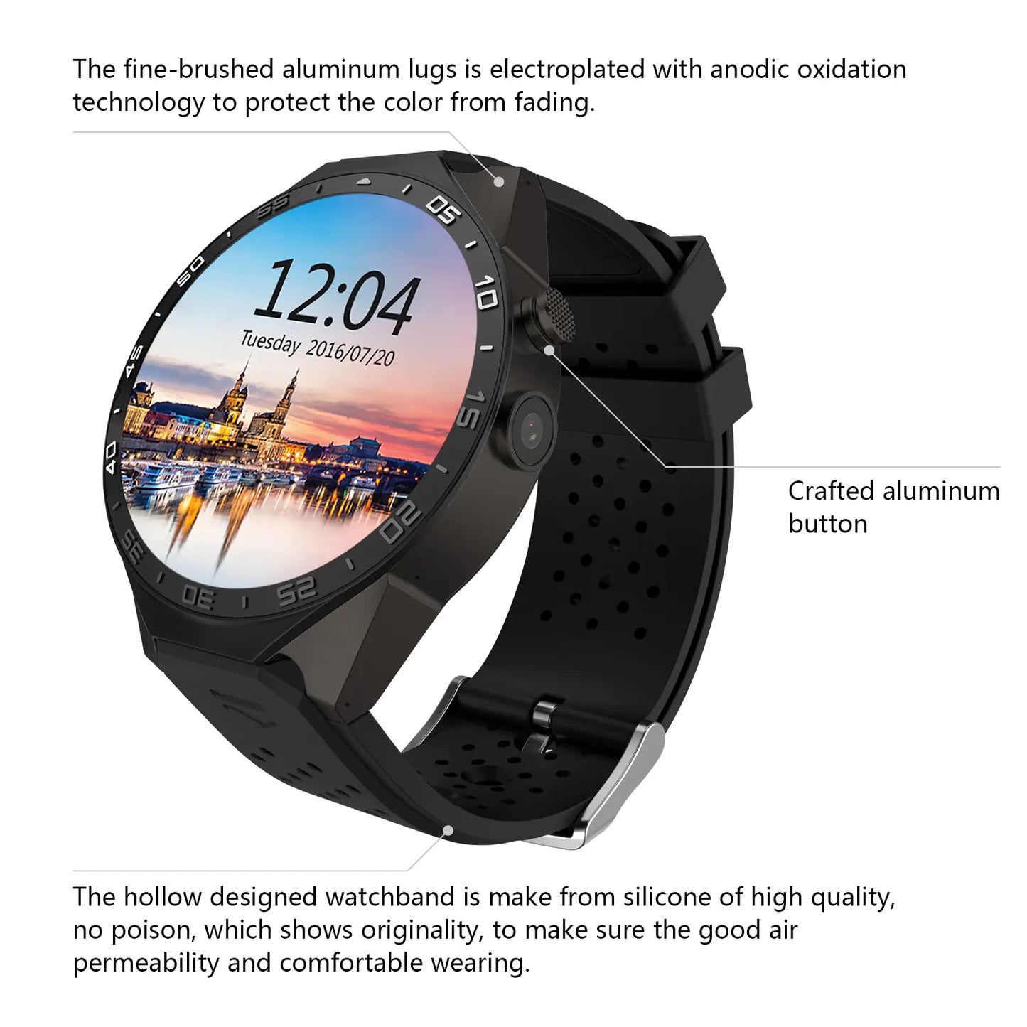 KW88 Smart Watch with GPS, Heart Rate Monitor, WiFi