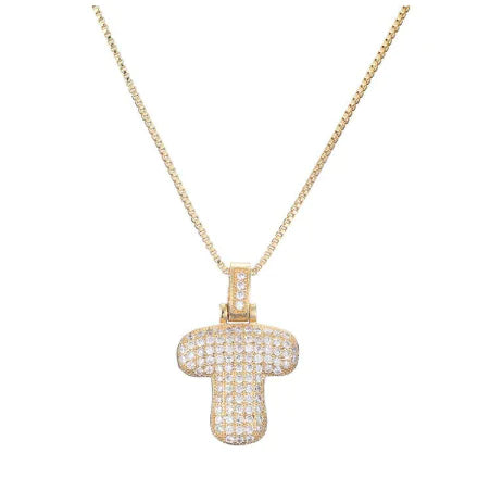 18K Gold Plated Initial Necklace with Gemstones (One Piece)