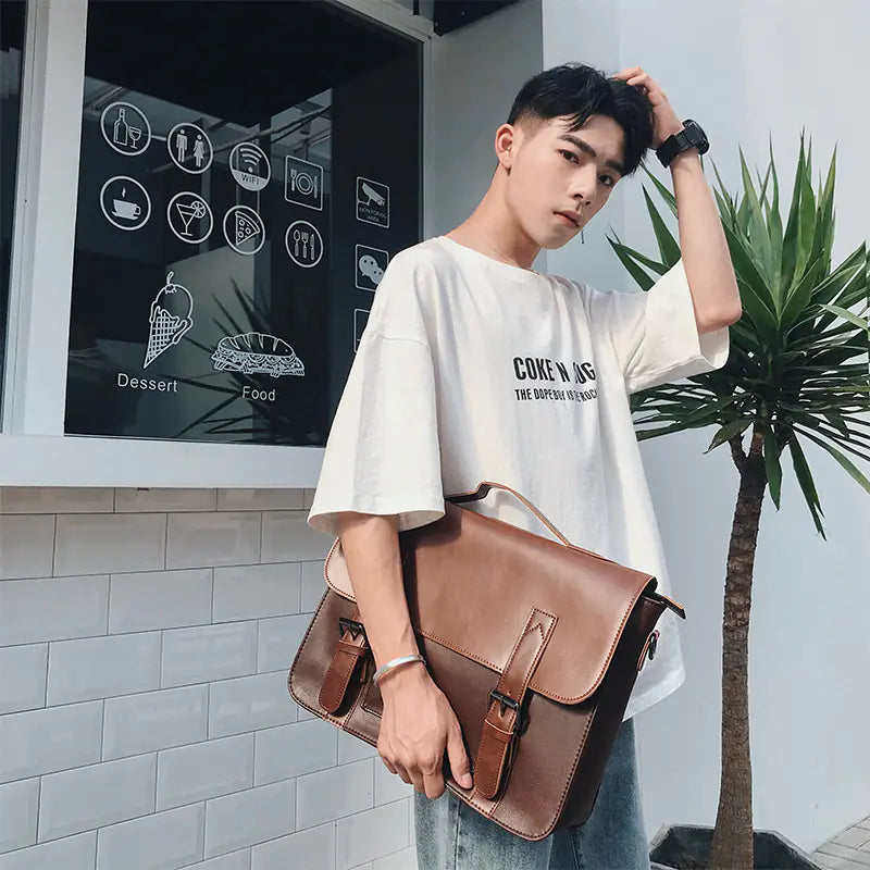 Retro PU Messenger Bag for Men - Casual Shoulder Bag