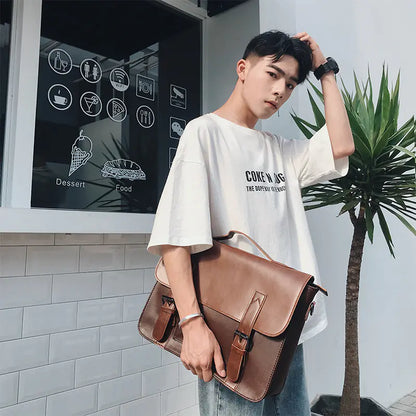 Retro PU Messenger Bag for Men - Casual Shoulder Bag