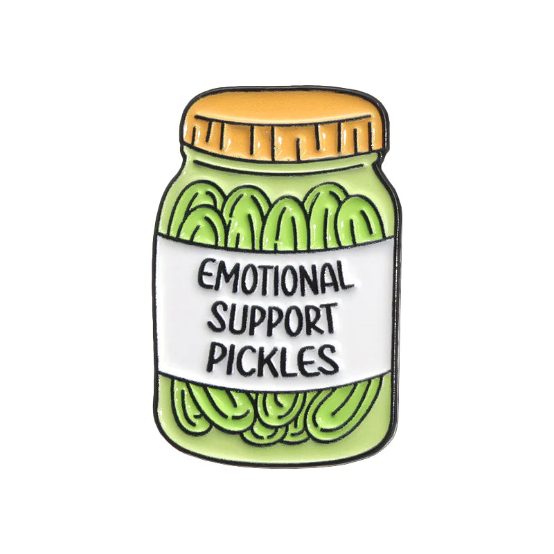 Cute Green Pickled Cucumber Brooch – Fun Vegetable Zinc Alloy Pin Badge