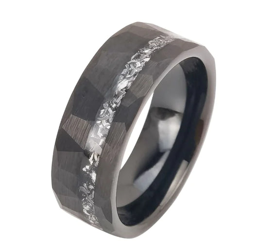 Tigrade 8mm Men's Black Tungsten Carbide Wedding Band