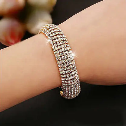 Glamour Girl Crystal Bangle Cuff Bracelet