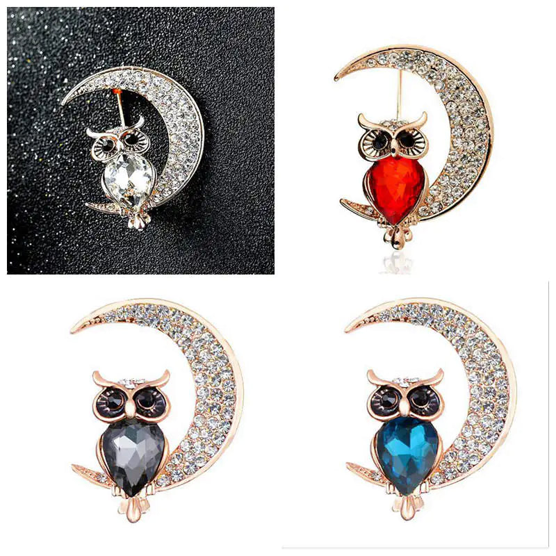 Cute Owl Crystal Brooch for Women - Vintage Animal Pin