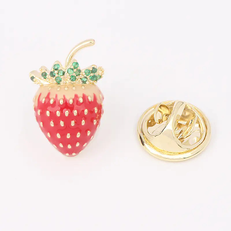 Cute Japanese Fruit Enamel Brooch - Peach & Cherry Pin