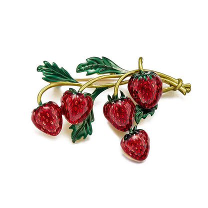 Enamel Strawberry Brooch for Fashion and Accessories