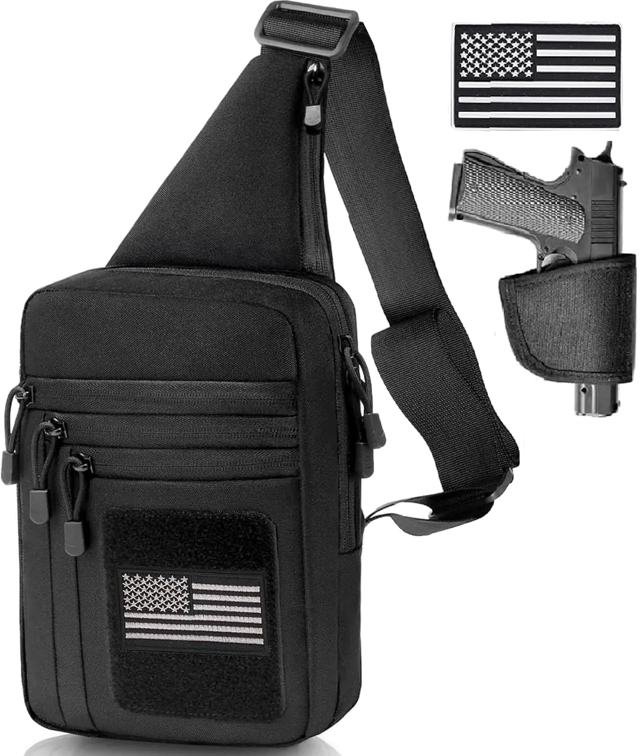 Vdones Tactical Sling Bag CCW Bag Crossbody Bag Gun Fanny Pack Tactical Shoulder Bag Men EDC Bag Pistol Bag with Gun Holster