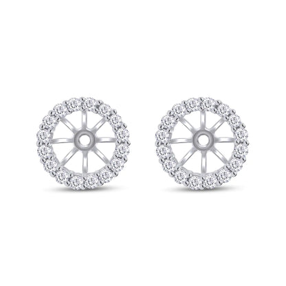 Lab Grown Diamond Womens Earring Jackets For 7MM Round Shape Studs In 14k White Gold Over 925 Sterling Silver (0.40 Ctw) Gift For Her