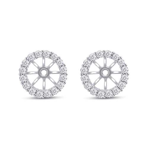 Lab Grown Diamond Womens Earring Jackets For 7MM Round Shape Studs In 14k White Gold Over 925 Sterling Silver (0.40 Ctw) Gift For Her
