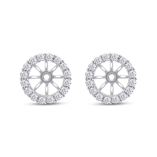 Lab Grown Diamond Womens Earring Jackets For 7MM Round Shape Studs In 14k White Gold Over 925 Sterling Silver (0.40 Ctw) Gift For Her