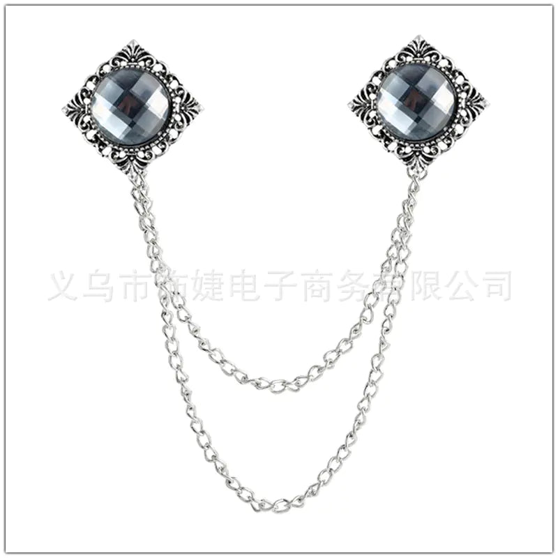 Retro British Style Alloy Double Layer Tassel Brooch