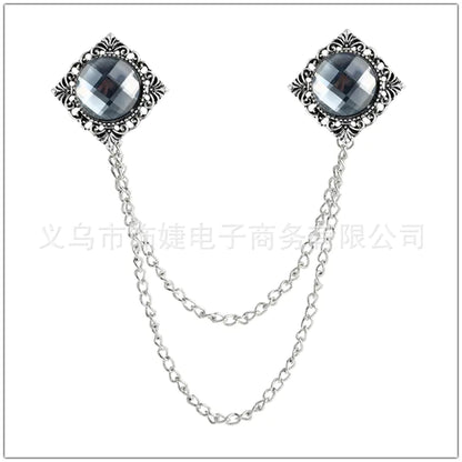 Retro British Style Alloy Double Layer Tassel Brooch