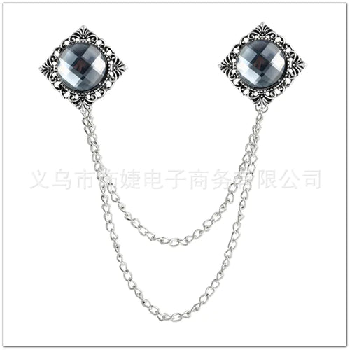 Retro British Style Alloy Double Layer Tassel Brooch