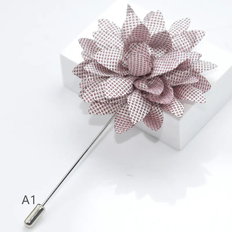 Camellia Fabric Brooch Tie Accessory for Suits