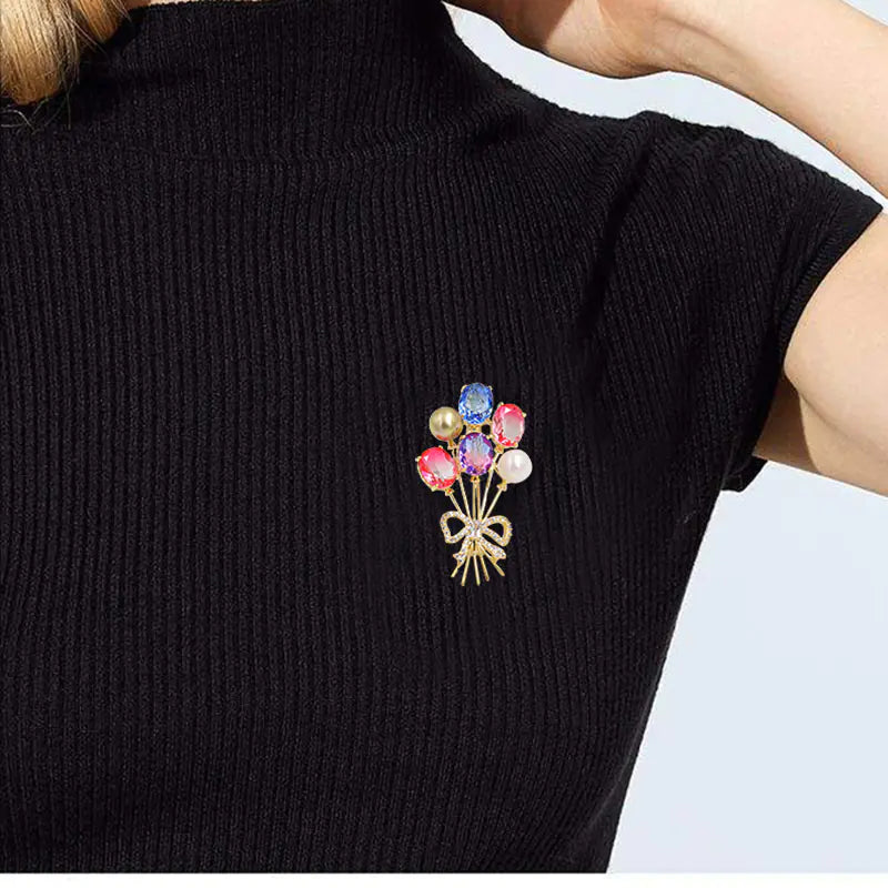 Simple Crystal Brooch for Women - Ins Style Balloon Pin