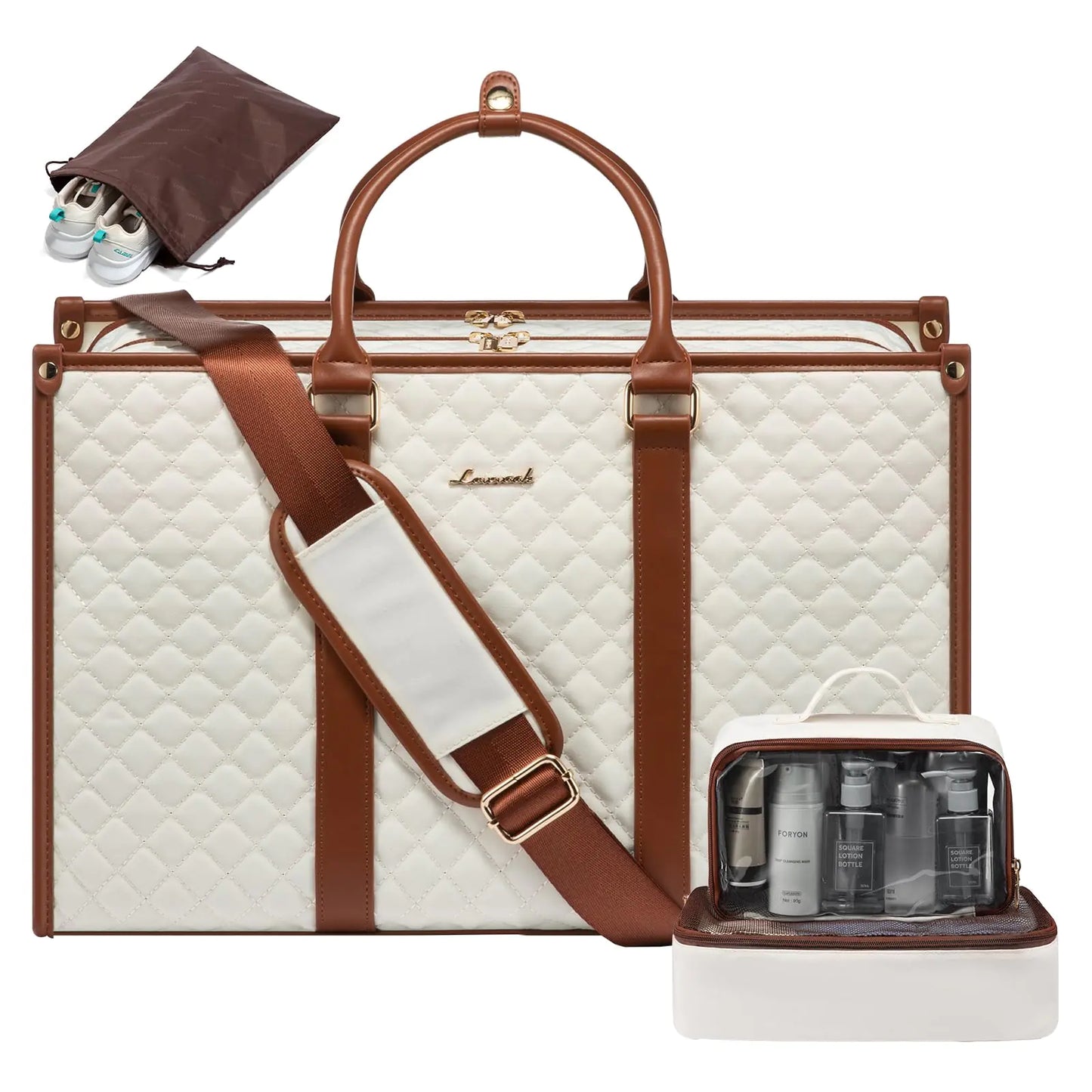 LOVEVOOK Carry on Weekender Bag for Women with Toiletry Bag Large Travel Duffle Bag Overnight Bag with Laptop Compartment Hospital Bag for Labor and Delivery Gym Bag with Wet Pocket Shoe Bag